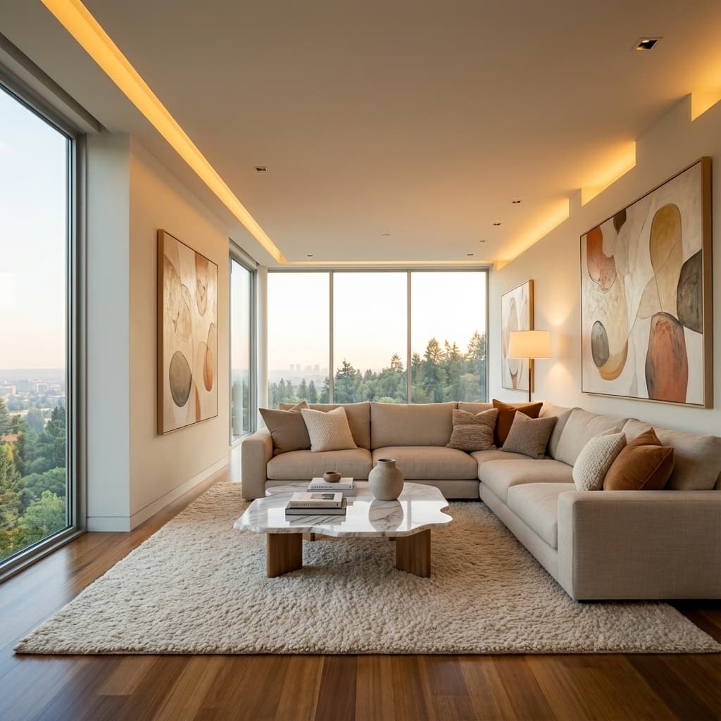 Living room after staging